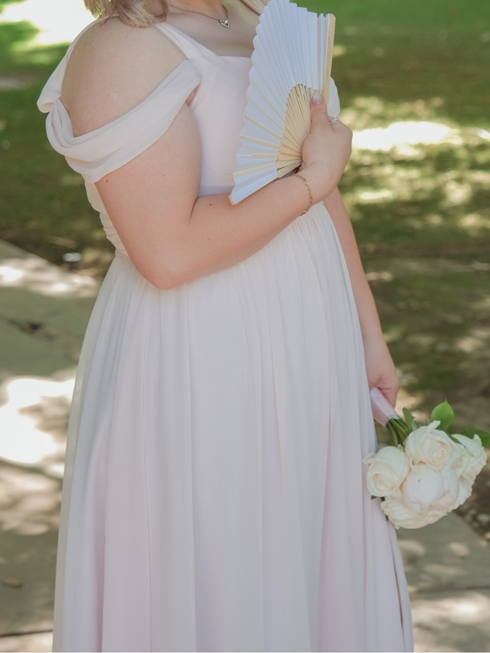 Azazie One-Shoulder Chiffon Dress in Light Pink